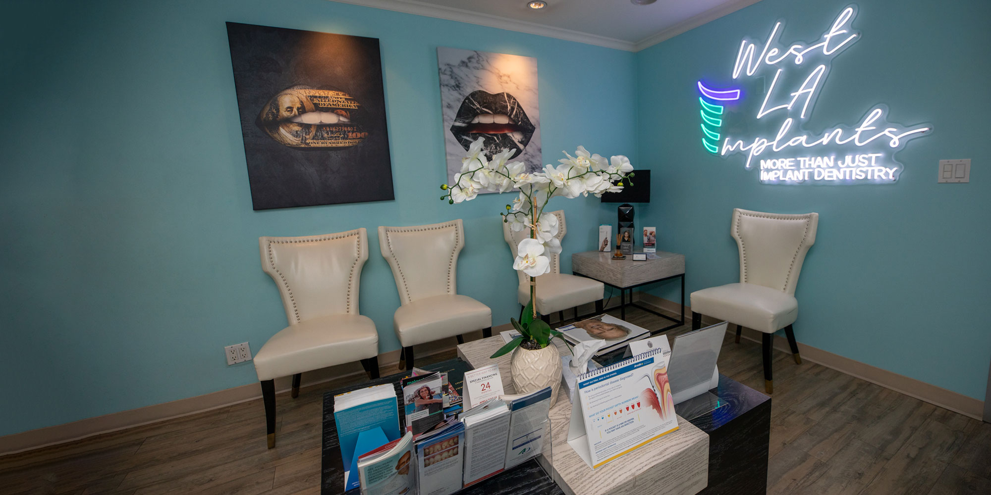 The waiting room at West LA Implants