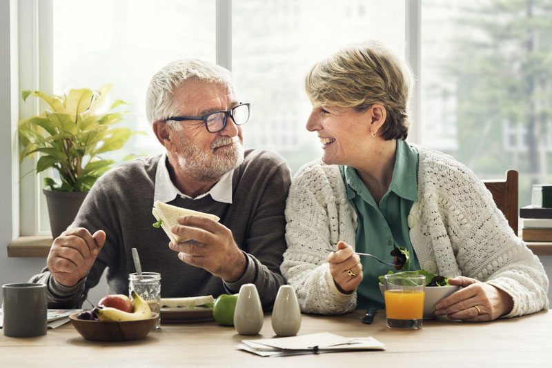 A couple enjoying a meal together